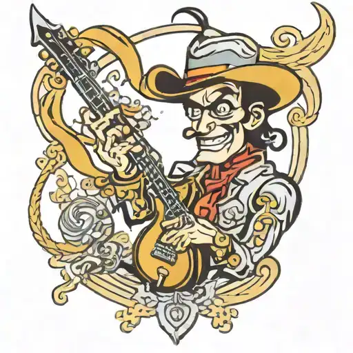 Lucky Luke, heavy metal music tattoo design idea
