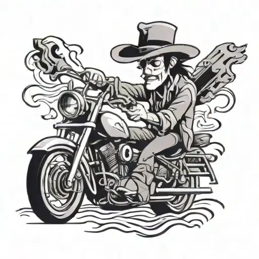 Lucky Luke, heavy metal music tattoo design idea