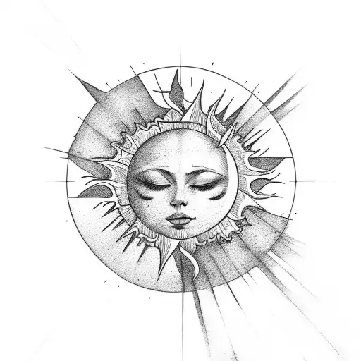 falling angel sun tattoo design idea