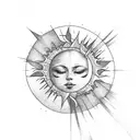 falling angel sun tattoo design idea