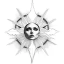 falling angel sun tattoo design idea
