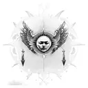 falling angel sun tattoo design idea