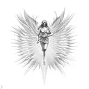 falling angel sun tattoo design idea