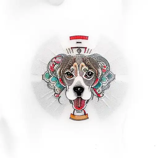 beagle with Ambu masc tattoo design idea