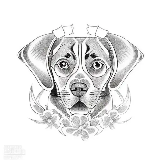 beagle with japanese masc tattoo design idea