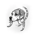 beagle with Ambu masc tattoo design idea