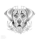 beagle with japanese masc tattoo design idea