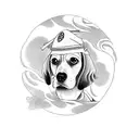 beagle with japanese masc tattoo design idea