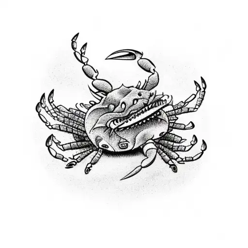 Molerat fighting a crab. tattoo design idea
