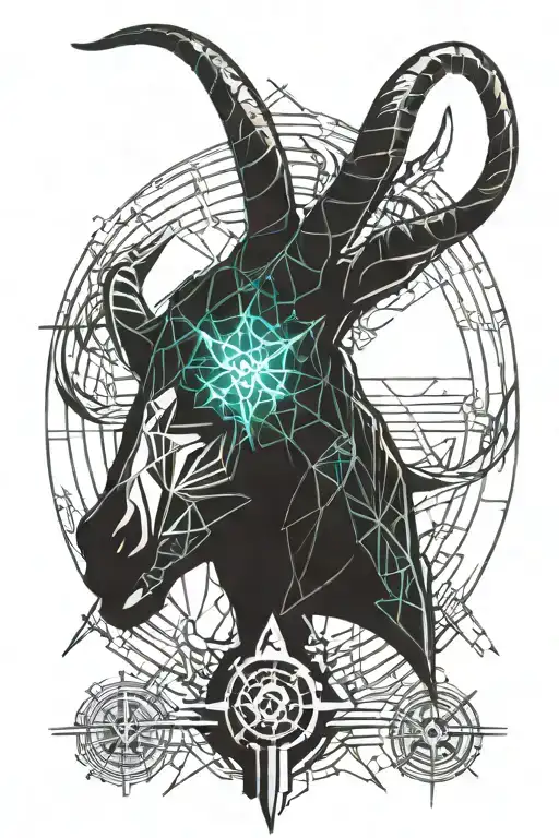 baphomet head tattoo design idea