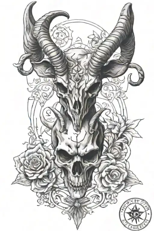 baphomet skull tattoo design idea