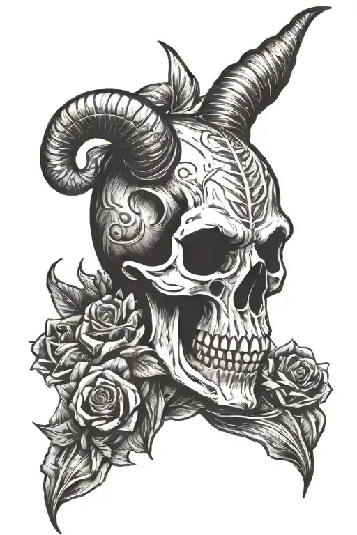 baphomet skull tattoo design idea