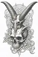 baphomet skull tattoo design idea