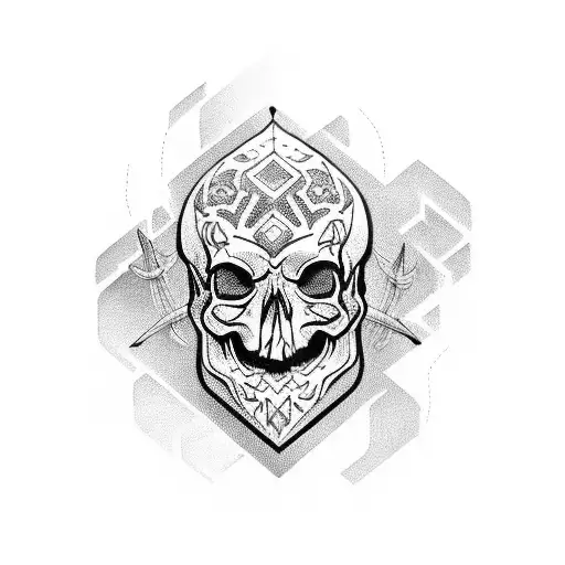 hooded skull tattoo design idea
