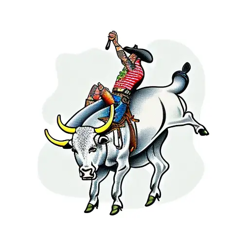 cowboy riding a bull leg tattoo tattoo design idea