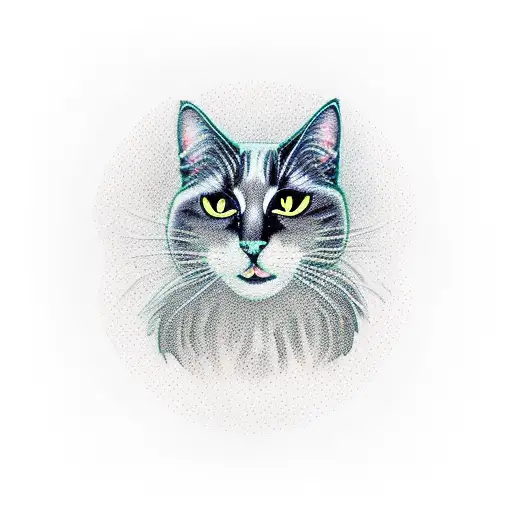 fully black cat with a white spot on its chest sitting on a branch with a full moon in the background tattoo design idea