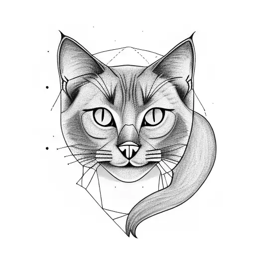 fully black cat with a white spot on its chest sitting on a branch sitting with a full moon in the background tattoo design idea
