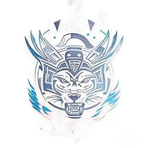 a totem-style tattoo incorporating the mascots of my previous schools: a panther, falcon, and ram. in order tattoo design idea