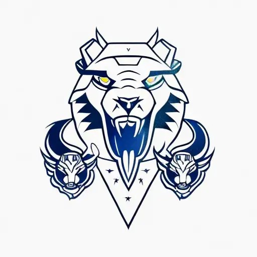 a totem-style tattoo incorporating the mascots of my previous schools: a panther, falcon, and ram. in order tattoo design idea