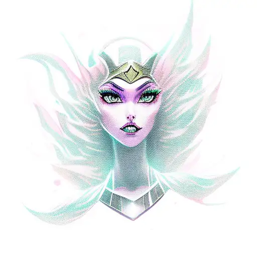 Samira, the Desert Rose, from league of legends in action with her iconic dual-wielded guns and her signature wind magic tattoo design idea