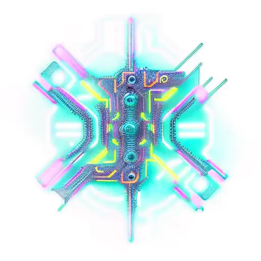 cyberpunk-inspired tattoo featuring neon colors and futuristic imagery, such as circuit boards, robotics, and ar tattoo design idea