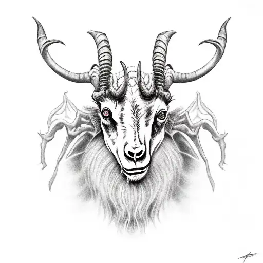 undead goat face looking menacing tattoo design idea