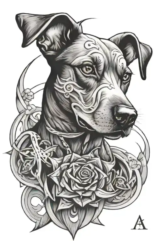 Atom as a dog breed tattoo design idea
