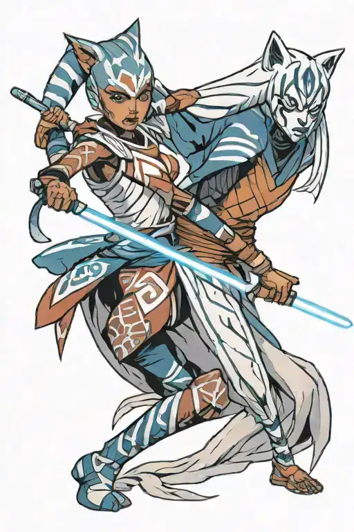 Ahsoka Tano fighting Asajj Ventress  tattoo design idea