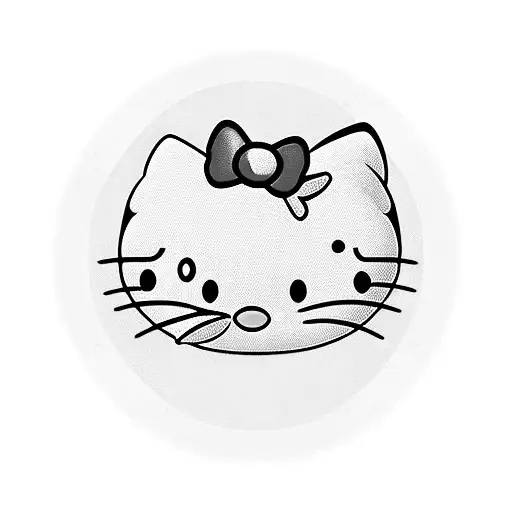 waving hello kitty tramp stamp tattoo design idea
