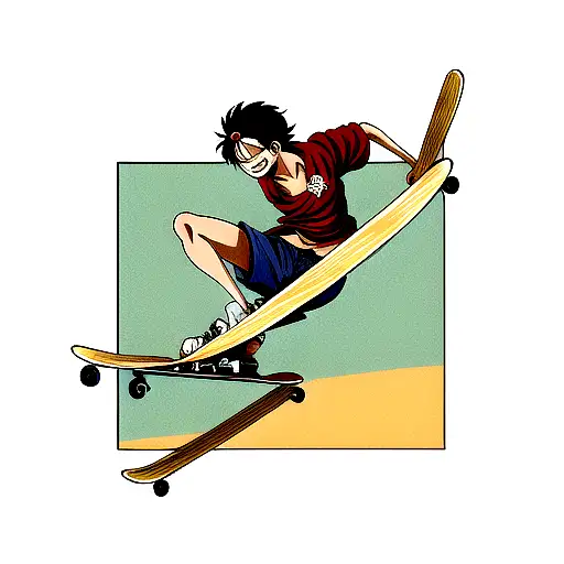 Monkey D. Luffy Skating tattoo design idea