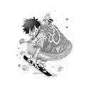 luffy skating tattoo design idea