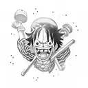 luffy skating tattoo design idea