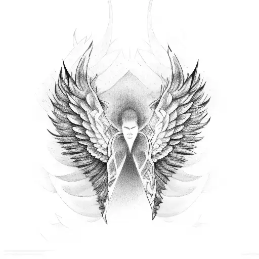 fallen angel wings tattoo design idea