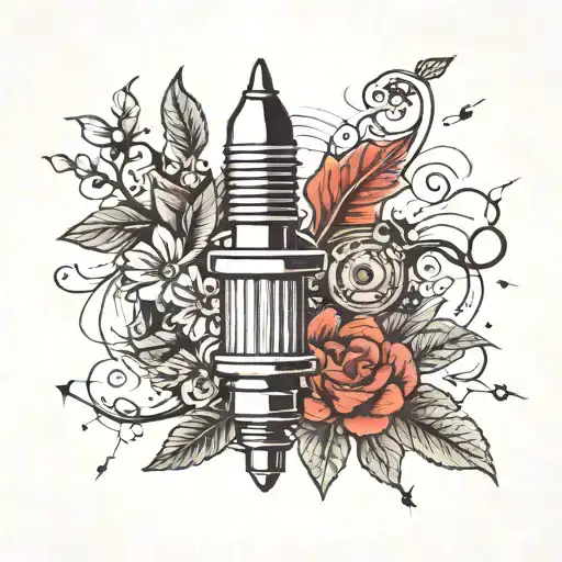Spark plug surrounded nature inspired tattoo tattoo design idea