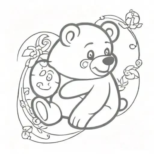 carebear with ; on stomach tattoo design idea