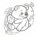 carebear with ; on stomach tattoo design idea