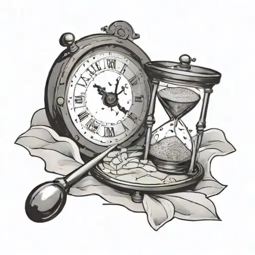 a broke sand clock that is broke and have a plate in the cut tattoo design idea