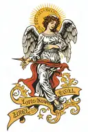 angel falling with the words "lord knows no glory in the fall"  tattoo design idea