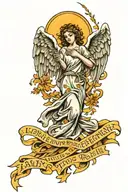 angel falling with the words "lord knows no glory in the fall"  tattoo design idea