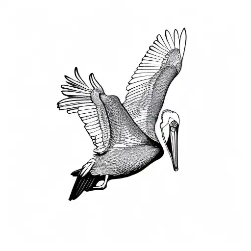 pelican flying outline  tattoo design idea