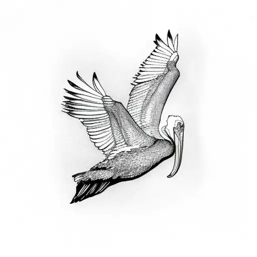 pelican flying outline  tattoo design idea