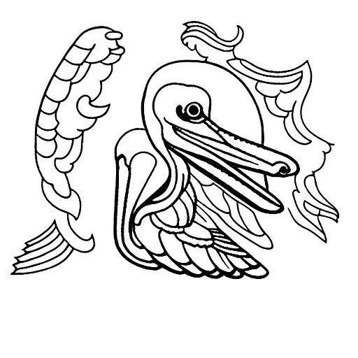 pelican flying outline  tattoo design idea