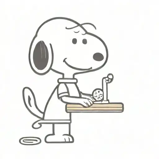 snoopy sewing a dress tattoo design idea