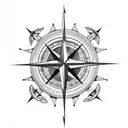 Compass rose cross  tattoo design idea