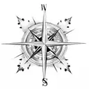 Compass rose cross  tattoo design idea