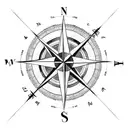 Compass rose cross  tattoo design idea