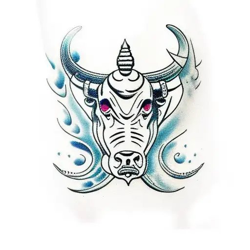 bull protecting aquarius and pisces  tattoo design idea