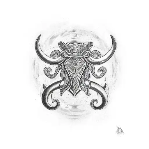 taurus protecting aquarius and pisces  tattoo design idea