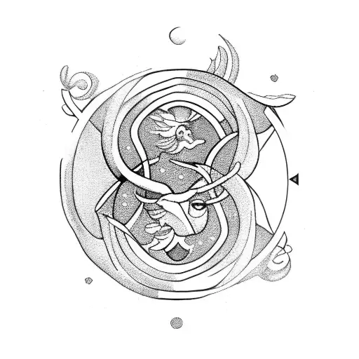taurus protecting pisces and aquarius  tattoo design idea
