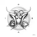 taurus protecting pisces with waterflow tattoo design idea